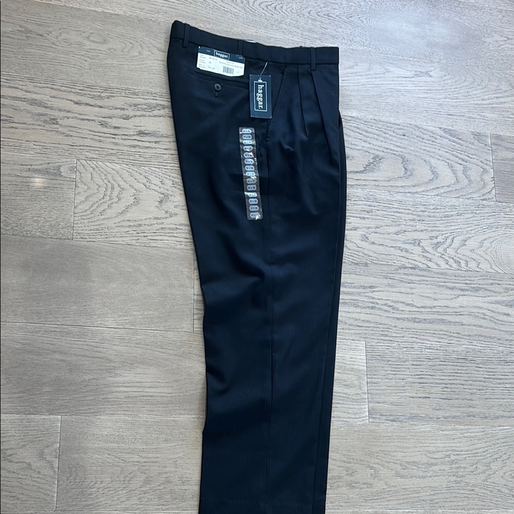 New Haggar Black Dress Pants Elegant Straight Leg